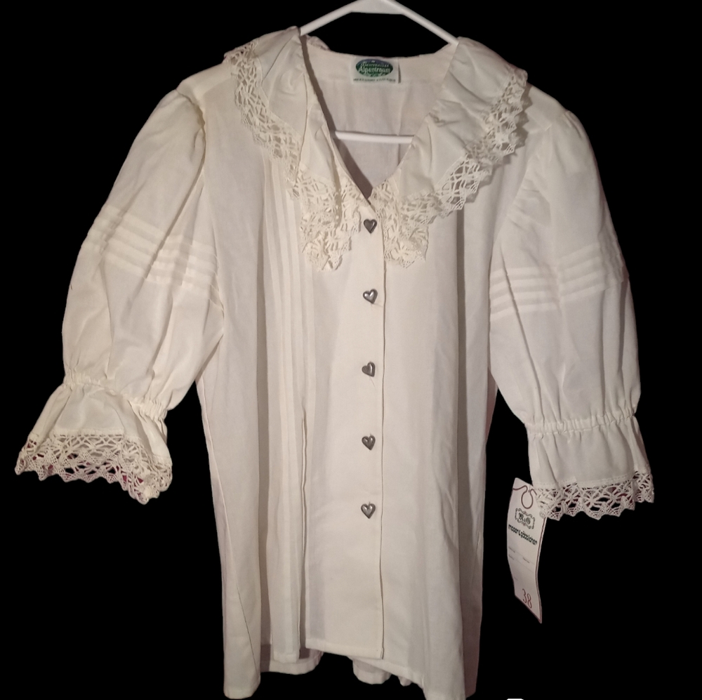 Vintage lace button down German shirt
